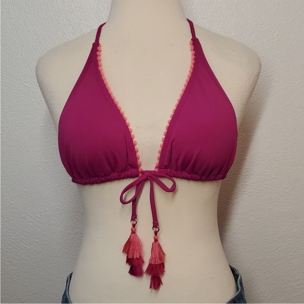 Bleu Rod NWOT Beattie  Bikini Top Let's Get Knotty Triangle Top Tie Strings Sz 4 - Picture 2 of 7